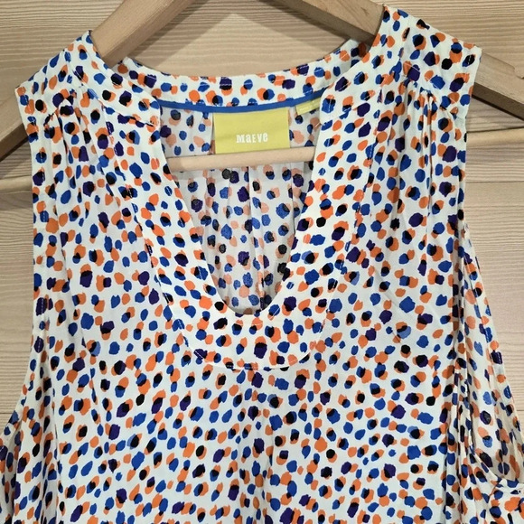 Anthropologie Maeve Emma Tank Swing Top Blouse Size 6 Dots Stripes Sleeveless‎ - Picture 3 of 8